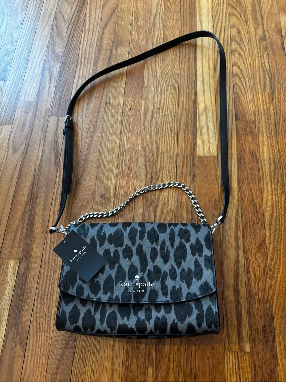 kate spade Gray & Black Leopard Print Crossbody Bag